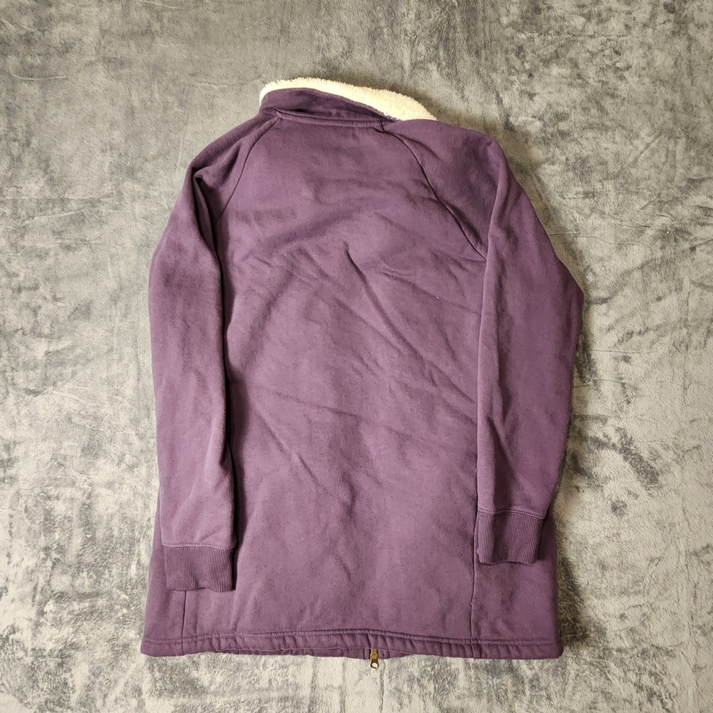 LL Bean Sherpa Lined Full Zip Sweatshirt Jacket Womens Dusty Purple Coat M - Picture 2 of 10